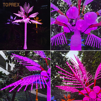 Feuilles réalistes éclairées, cocotiers artificiels multicolores lumineux à LED, lumières d'extérieur pour décorations de Noël tropicales