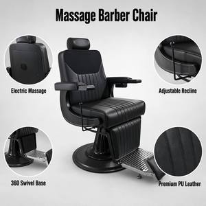 Chaise de barbier hydraulique noire, chaise de coiffure réglable en hauteur avec repose-pieds - Product Image 4