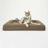 Coussin de couchage pour animaux de compagnie en lin de qualité supérieure, lit pour chien et chat avec rembourrage en coton de soutien, espace de sommeil profond, rebord surélevé