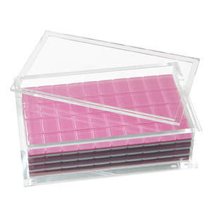 Caja de Mahjong de acrílico, estuche de almacenamiento portátil transparente para juegos de Mahjong americano con cierre magnético, logotipo personalizable - Product Image 4