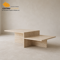 Table basse en travertin Cotrustone, pierre naturelle, finition mate, table centrale de luxe, meubles de salon