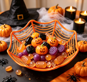 Conteneur en plastique réutilisable style toile d'araignée pour bonbons d'Halloween, idéal pour le rangement des friandises de la fête des démons - Product Image 5