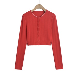 <span class=keywords><strong>Cárdigan</strong></span> Corto de Punto Casual de Manga Larga con Cuello Redondo, Estilo Europeo y Americano, Nuevo para Verano - Product Image 2