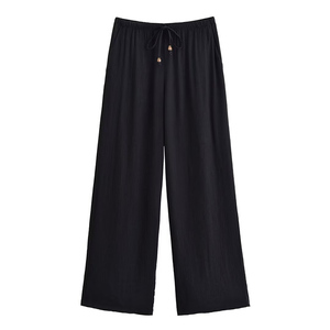 Abbigliamento <span class=keywords><strong>donna</strong></span> estivo 2025 nuova moda <span class=keywords><strong>pantaloni</strong></span> elasticizzati <span class=keywords><strong>in</strong></span> <span class=keywords><strong>vita</strong></span> Wde <span class=keywords><strong>pantaloni</strong></span> da <span class=keywords><strong>donna</strong></span> <span class=keywords><strong>con</strong></span> coulisse retrò tinta unita - Product Image 2