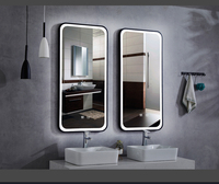 Espejo de Baño con Retroiluminación LED, Control Táctil, Antivaho, Marco Negro, Espejo de Vanidad Montado en la Pared, Venta al Por Mayor