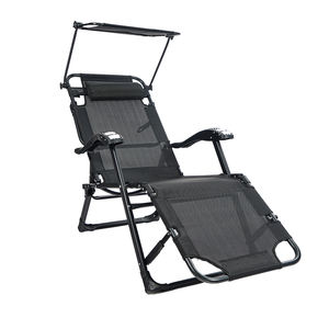 Silla Plegable Ajustable para Exteriores, Silla de Descanso para Tomar el Sol con Parasol, Silla de Gravedad Cero de Doble Uso - Product Image 3