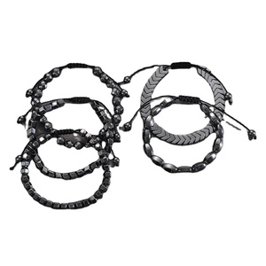 Pulseras de cuentas para hombre de gran venta, cordón de hematita Natural ajustable hecho a mano, regalo <span class=keywords><strong>BF</strong></span> con diseño de cuerda tejida geométrica de flecha - Product Image 2