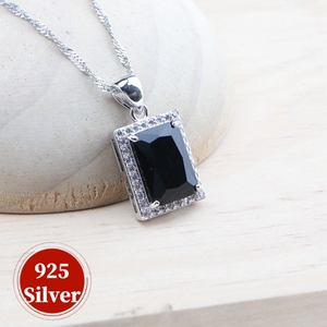 Topaze noire 925 argent ensembles de bijoux de mariée pour femmes boucles d'oreilles de mariage anneau blanc Zircon pierres Bracelet pendentif collier ensemble - Product Image 6