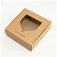 Boîte en papier kraft avec fenêtre, pliable, recyclable, boîte d'expédition en carton ondulé pour vêtements, sous-vêtements, chaussettes