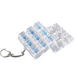 Clear Plastic Keycap Clicker Keychain With Blue Buttons For Universal Mechanical Keyboard Fidget Toy - Product Image 1