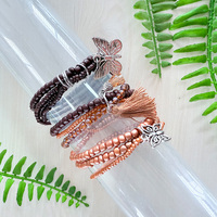 Handgefertigtes DIY-Material-Set, Bestseller Mehrschichtige Acryl-Kunststoff-Blumen in Unregelmäßiger Form, Silber/Braun/Schwarz, Boho-Perlen