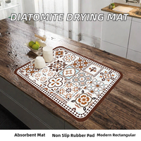 Tapis de séchage absorbant en diatomite pour cuisine, tapis rectangulaire pour comptoir de bar à café, tapis de table moderne antidérapant avec dos en caoutchouc