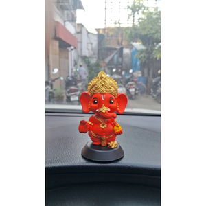 Hand-Painted Ganesha Idol Kesari Finish Spiritual Decorative Showpiece for <b>Home</b> <b>Temple</b>, Office Desk, Car Dashboard & Gift - Product Image 6