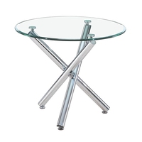 Table à manger ronde moderne en verre trempé de style ferme, avec design assemblé, pour appartements, écoles et salles à manger d'hôtels