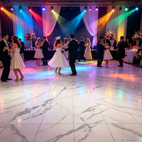 Plancher de danse en dalles emboîtables à motif marbre carré classique moderne professionnel personnalisable de 4 pi x 4 pi, surface HPL de 22 mm d'épaisseur