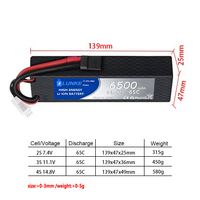 Baterai LiPo Hard Case Graphene 3S 11.1V 6500mAh 65C dengan EC5 Deans T Plug untuk Mobil RC, Truk, Kapal 102050