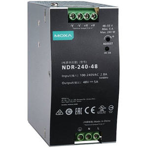 Alimentation électrique Moxa Ndr-240-48 100-240Vac vers 48V Dc 5A, montage sur rail DIN - Product Image 1