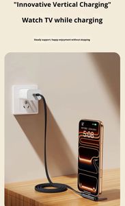 สายชาร์จเร็ว 6A 240W แบบถักไนลอน พร้อมขาตั้งโทรศัพท์ หัวงอ 90 องศา หมุนได้ 360 องศา หลายมุม แบบ Type-C สำหรับเล่นเกมบน iPhone - Product Image 4