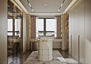 Cabina <span class=keywords><strong>armadio</strong></span> soffitta: Design a soffitto ad angolo, ripostiglio chiuso in vetro, illuminazione a strisce a LED, spogliatoio in stile moderno di lusso - Product Image 2