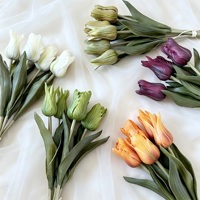 Buket Bunga Tulip PU 5 Tangkai Real Touch untuk Pernikahan Dalam Ruangan, Hari Valentine, Wisuda, dan Dekorasi Rumah