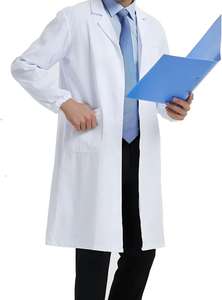 Uniforme médico manga larga 100% poliéster transpirable antiarrugas logotipo personalizado para farmacia médica salón de belleza - Product Image 3