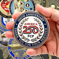 Pièce de monnaie commémorative en émail souple personnalisée avec logo métallique, édition spéciale 250e anniversaire de la fête de l'Indépendance des États-Unis, en vrac