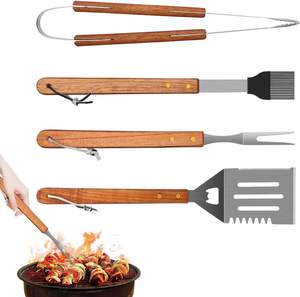 <span class=keywords><strong>KLEAR</strong></span> Ustensiles de barbecue en bois pour le camping, 3-5 pièces, faciles à nettoyer et résistants à la chaleur pour les grillades - Product Image 2