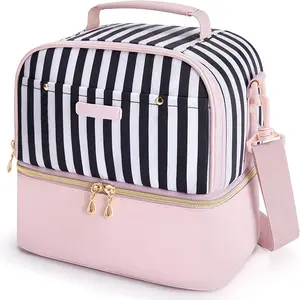 Lunch Bag Women Double Deck Lunch Box Insulated Lunch Cooler for Women