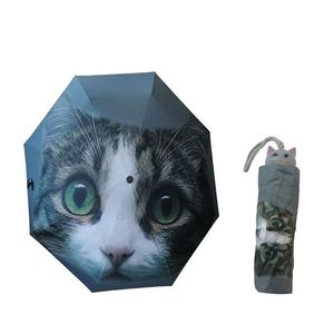 CHUVABAND 8K Parapluies à <span class=keywords><strong>motif</strong></span> <span class=keywords><strong>chien</strong></span> chat à impression numérique à la mode Parapluies à ouverture manuelle <span class=keywords><strong>Parapluie</strong></span> à impression personnalisée ensoleillé et pluvieux pour femmes Parasol - Product Image 3