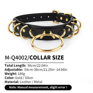 奴隷ゲームレザーBDSMカラータワブルゴールド/シルバーリング調整可能ブラックレザー親密なボンデージプレイエロティック拘束 - Product Image 6