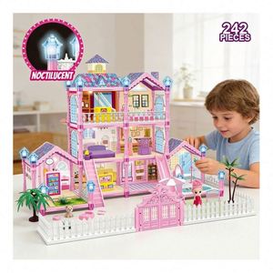 Maison de poupée de grande taille avec meubles, livres, bancs d'église, chaises, lumières florales, jouet cadeau - Product Image 4