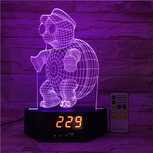 Mát rùa Acrylic Thiết kế Giấc Mơ ánh sáng ban đêm với chức năng đồng hồ 3D ảo ảnh Đèn - Product Image 6