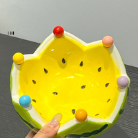 Bol à fruits en céramique en forme de couronne de pastèque, joli bol à fruits décoratif, plat de service pour la maison, la cuisine, la table à manger, décoration, cadeau