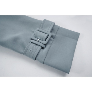 2025 primavera e autunno nuovo tipo antirughe drappeggio blu <span class=keywords><strong>trench</strong></span> cappotto da <span class=keywords><strong>donna</strong></span> con cinturino in vita di media lunghezza - Product Image 4