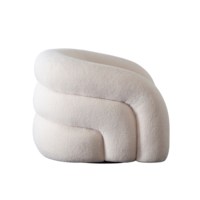 Fauteuil pivotant de style européen en tissu polaire d'agneau ivoire avec dossier en forme de baril incurvé
