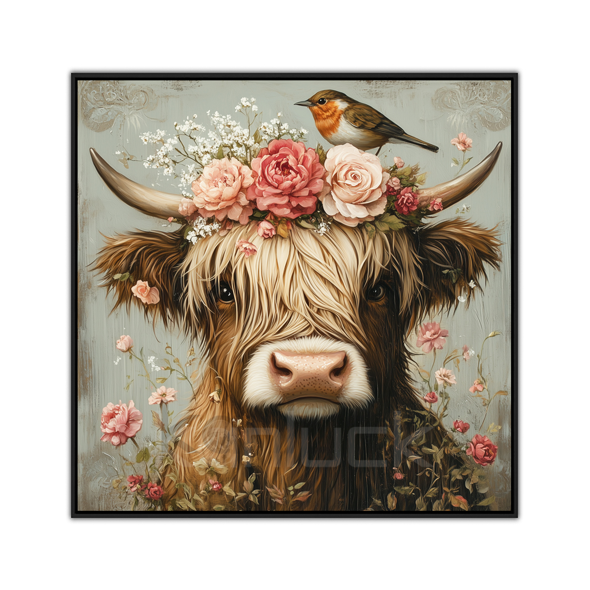 incantevole stampa su tela di delle highland - stile vintage, perfetta per la decorazione di soggiorno & camera da letto, senza cornice, pelo, da parete, perfetta per il ringraziamento - casa e