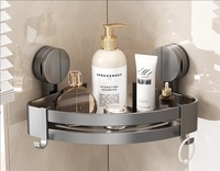 Étagère triangulaire murale à ventouse en aluminium pour coin de salle de bain sans perçage Support de rangement intelligent pour vanité