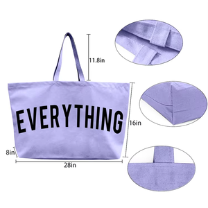Sac fourre-tout en toile de coton surdimensionné, personnalisé avec logo imprimé, grande capacité, durable, vente chaude - Product Image 5