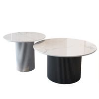 Table basse moderne pour salon, en bois massif, plateau en pierre, ronde, écologique, facile à nettoyer, meubles