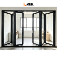 Porte de balcon pliante en aluminium à cadre étroit pour appartement en immeuble de grande hauteur, porte vitrée pliante à cadre étroit