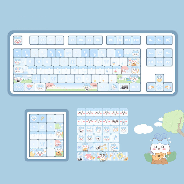 Xiaoba Keycap MAO Profile PBT Dye Sublimation Cute Keycap Set Compatible Mx Type 60-108 Layout Keyboard Diy Custom