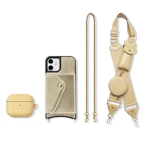 Кожаный чехол для телефона для iphone 12 13 pro max Чехол кошелек с ремешком для Косби и держателем для карт