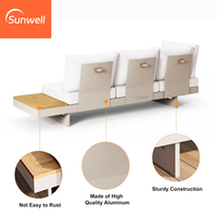 Ensemble de mobilier d'extérieur tout temps Module en aluminium en forme de L Canapé de jardin 6 places avec métal et tissu pour le jardin