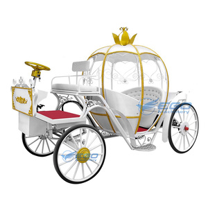 Chariot royal électrique blanc simple à quatre roues, chariot royal électrique sans chevaux, chariot citadine électrique en forme de citrouille - Product Image 4