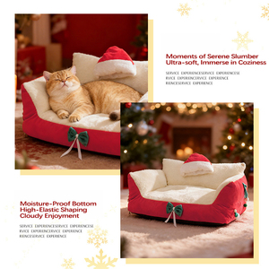 Lit pour chat extra large et chaud pour l'hiver, canapé pour animaux de compagnie, housse amovible et lavable, nid pour chat toute saison, coussin de Noël pour chats et chiens - Product Image 3