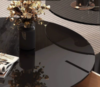 Neuer Couchtisch im chinesischen Stil aus schwarzem Glas, italienische minimalistische Steinplatte, für Wohnzimmer, Heimgebrauch, hochwertiger runder Couchtisch