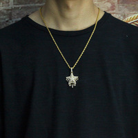 Pendentif en zircon pentagramme goutte d'eau style hip-hop pour homme