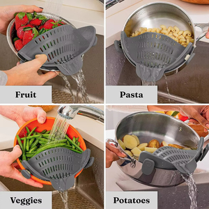 Universal Silicone Clip on Pan Pot <b>Strainer</b> Anti Spill Pasta Pot <b>Strainer</b> Food Grade Fruit <b>Colander</b> for Pasta Fruit Vegetable - Product Image 3