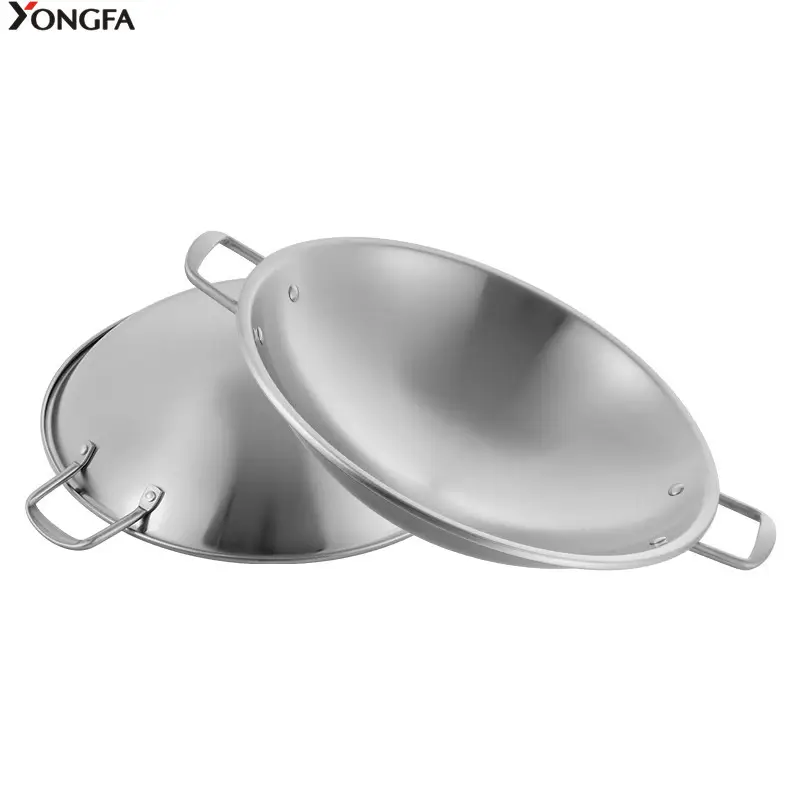 Yongfa増粘調理鍋中華鍋セット台所用品食品摩擦皿ステンレス鋼スープ & ダブルハンドル付きストックポット