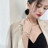 Baroque gelang mutiara air tawar es keluar kubik zirkon rantai tenis batu Opal bunga Slider gelang rantai untuk Gadis